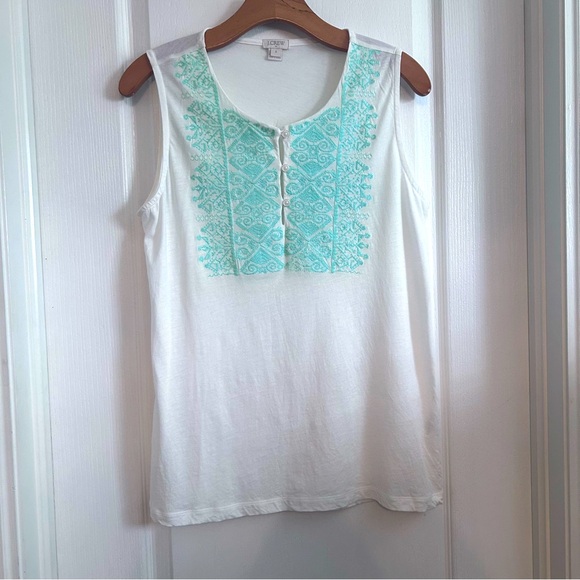 J Crew Tank Embroidery Detail Size Small - Picture 2 of 3